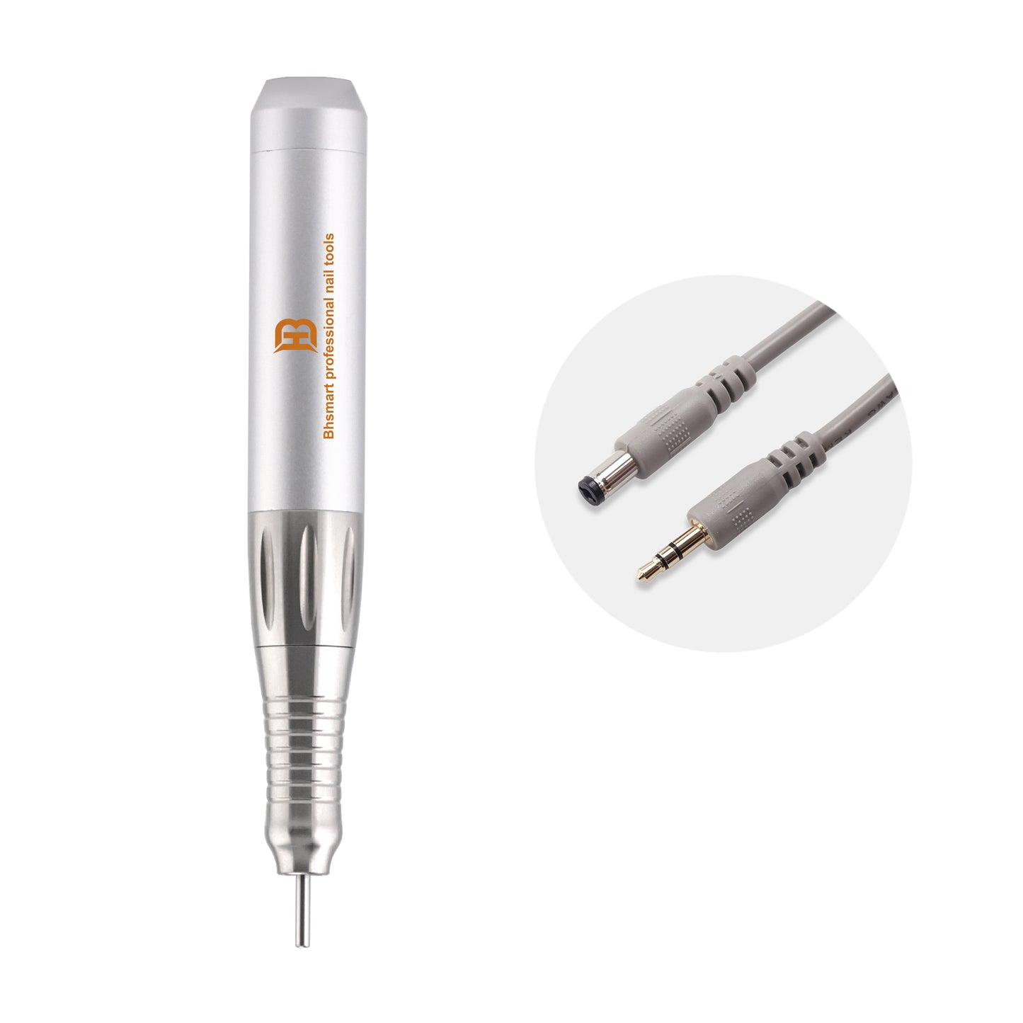 BHSMART High Power Nail Driller Handpiece Quiet and Vibration-Free Professional Electric Nail Drill Machine with Multiple Connector Cables, Silver