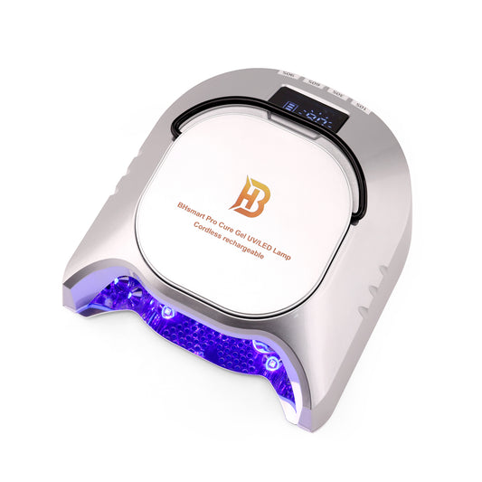 BHSMART- Pro Professional Hybrid 86W Wireless Rechargeable UV LED Nail Curing Lamp Cordless Nail Dryer for Gel Nails, Manicure, Pedicure Silver
