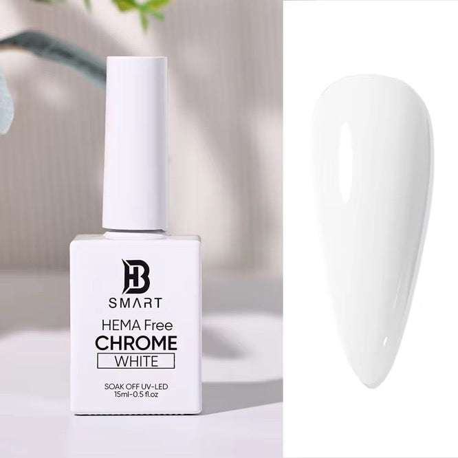 BHSMART Chrome Base TPO & HEMA-Free Super White/Black/Clear UV/LED Gel No Wipe Mirror Effect Chrome
