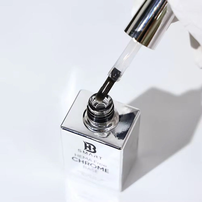 BHSMART Chrome Base TPO & HEMA-Free Super White/Black/Clear UV/LED Gel No Wipe Mirror Effect Chrome