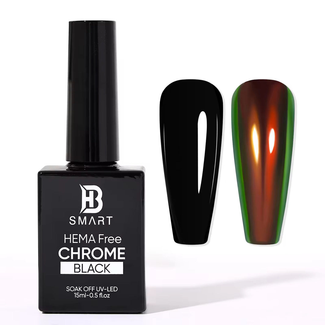 BHSMART Chrome Base TPO & HEMA-Free Super White/Black/Clear UV/LED Gel No Wipe Mirror Effect Chrome
