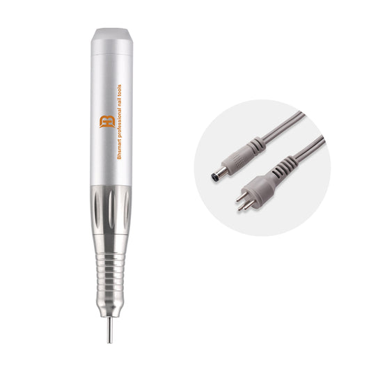 BHSMART High Power Nail Driller Handpiece Quiet and Vibration-Free Professional Electric Nail Drill Machine with Multiple Connector Cables, Silver