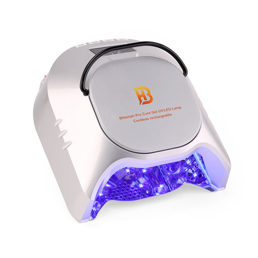 BHSMART- Pro Professional Hybrid 86W Wireless Rechargeable UV LED Nail Curing Lamp Cordless Nail Dryer for Gel Nails, Manicure, Pedicure Silver