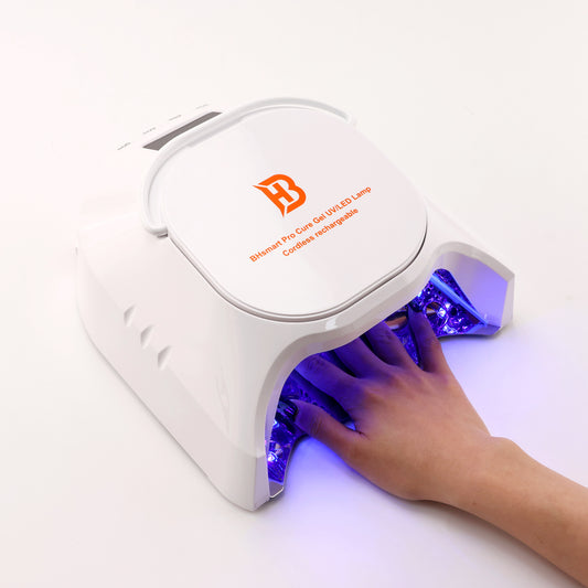 BHSMART- Pro Professional Hybrid 86W Wireless Rechargeable UV LED Nail Curing Lamp Cordless Nail Dryer for Gel Nails, Manicure, Pedicure White