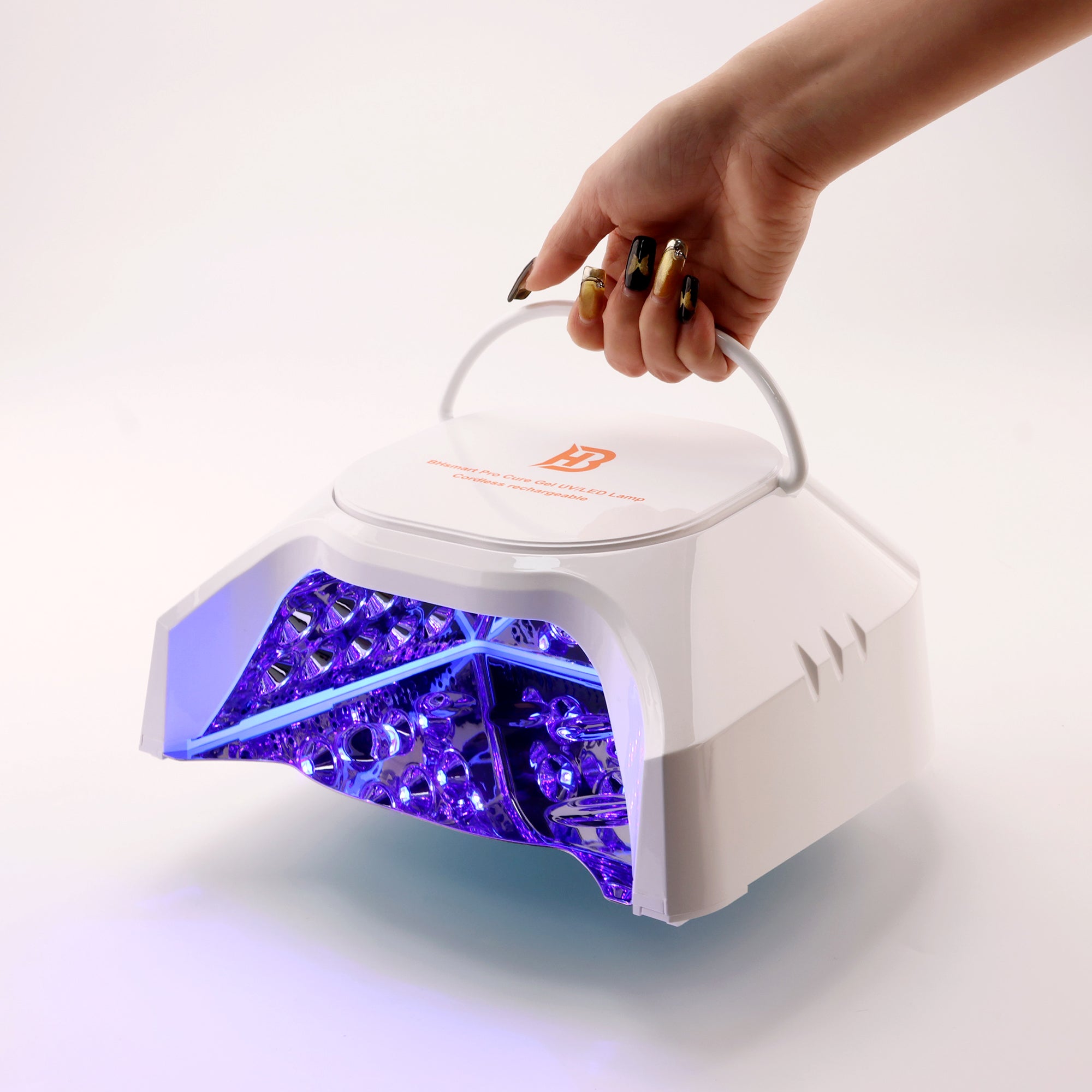 BHSMART- Pro Professional Hybrid 86W Wireless Rechargeable UV LED Nail Curing Lamp Cordless Nail Dryer for Gel Nails, Manicure, Pedicure White