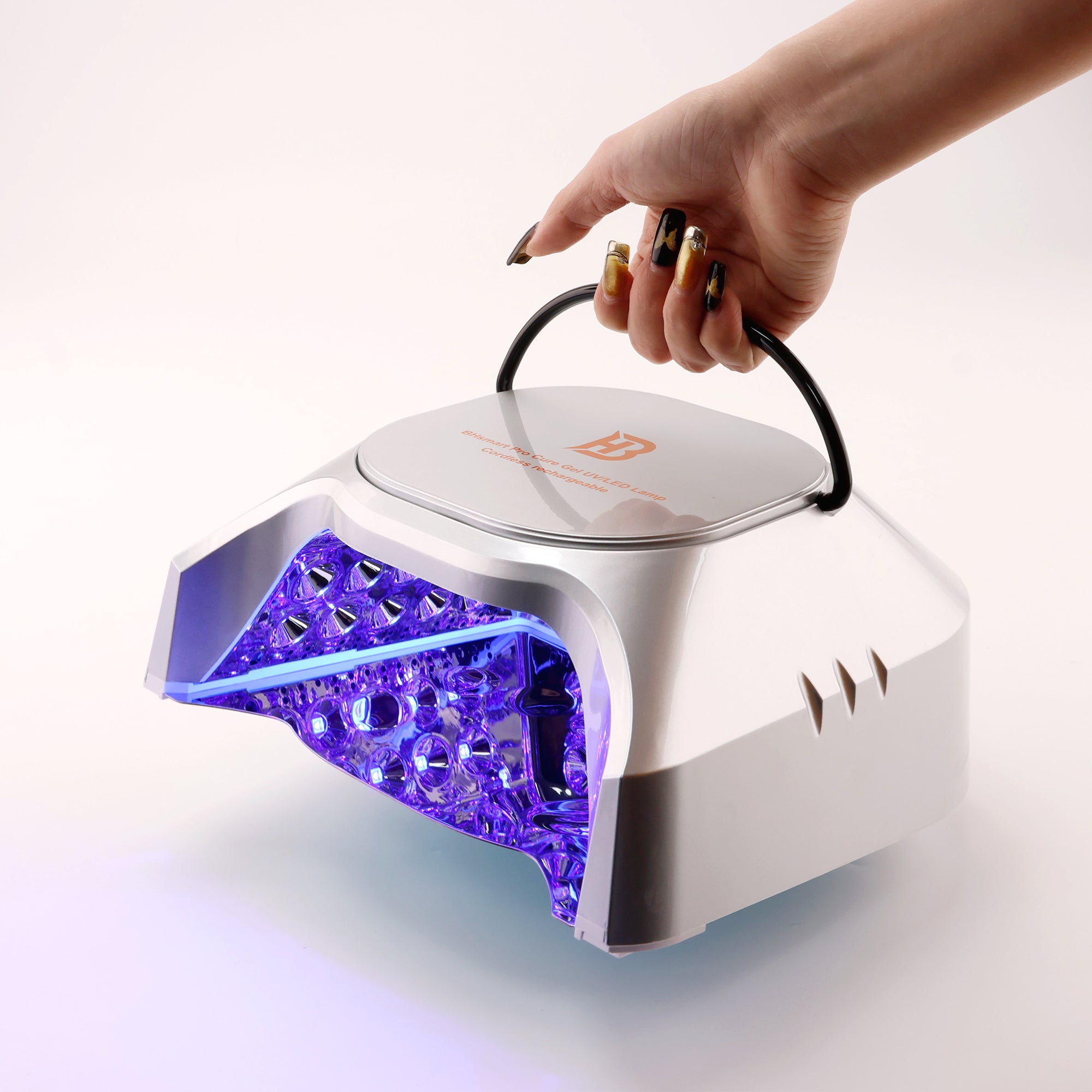 BHSMART- Pro Professional Hybrid 86W Wireless Rechargeable UV LED Nail Curing Lamp Cordless Nail Dryer for Gel Nails, Manicure, Pedicure Silver