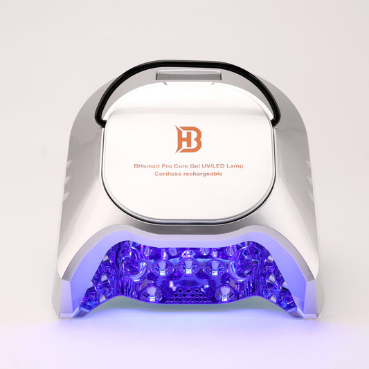BHSMART- Pro Professional Hybrid 86W Wireless Rechargeable UV LED Nail Curing Lamp Cordless Nail Dryer for Gel Nails, Manicure, Pedicure Silver