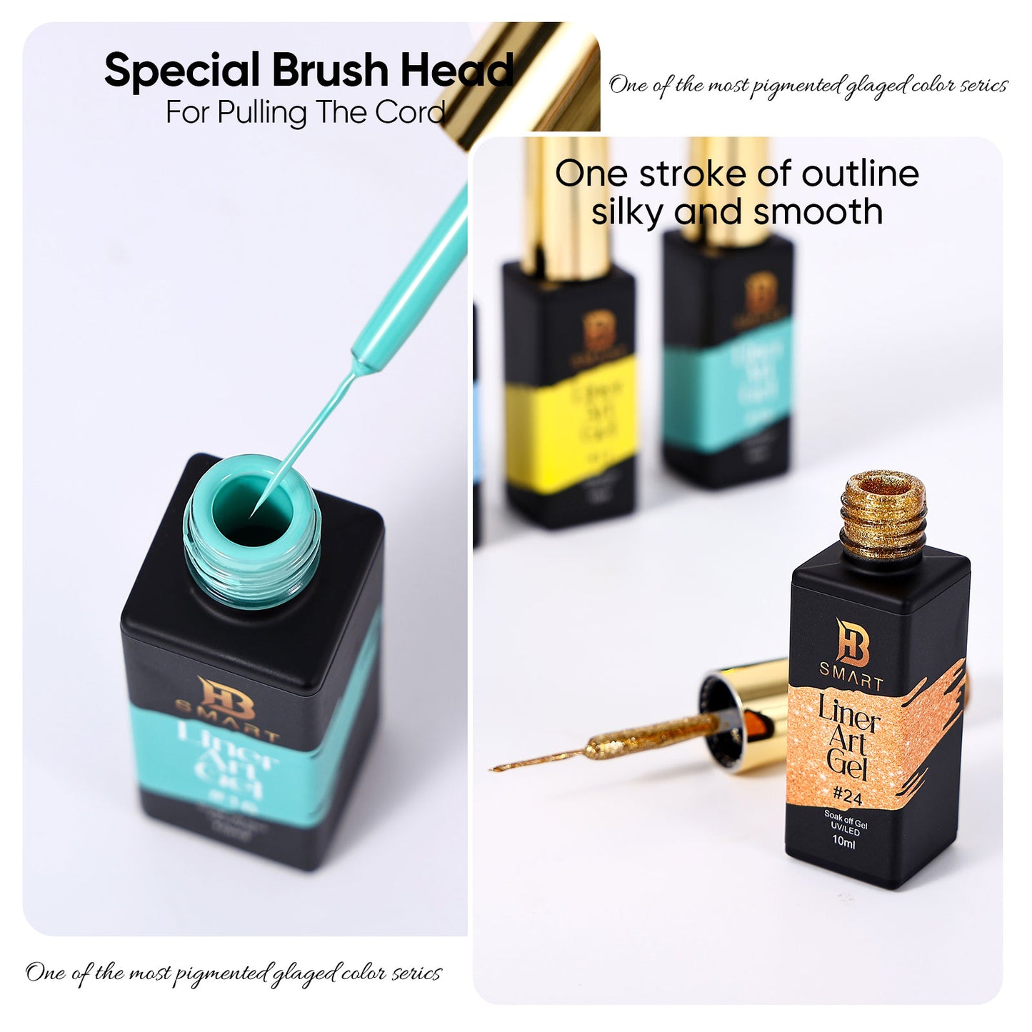 BHSMART 24 Color Professional TPO & HEMA-Free UV/LED Gel Liner Kit for Nail Art