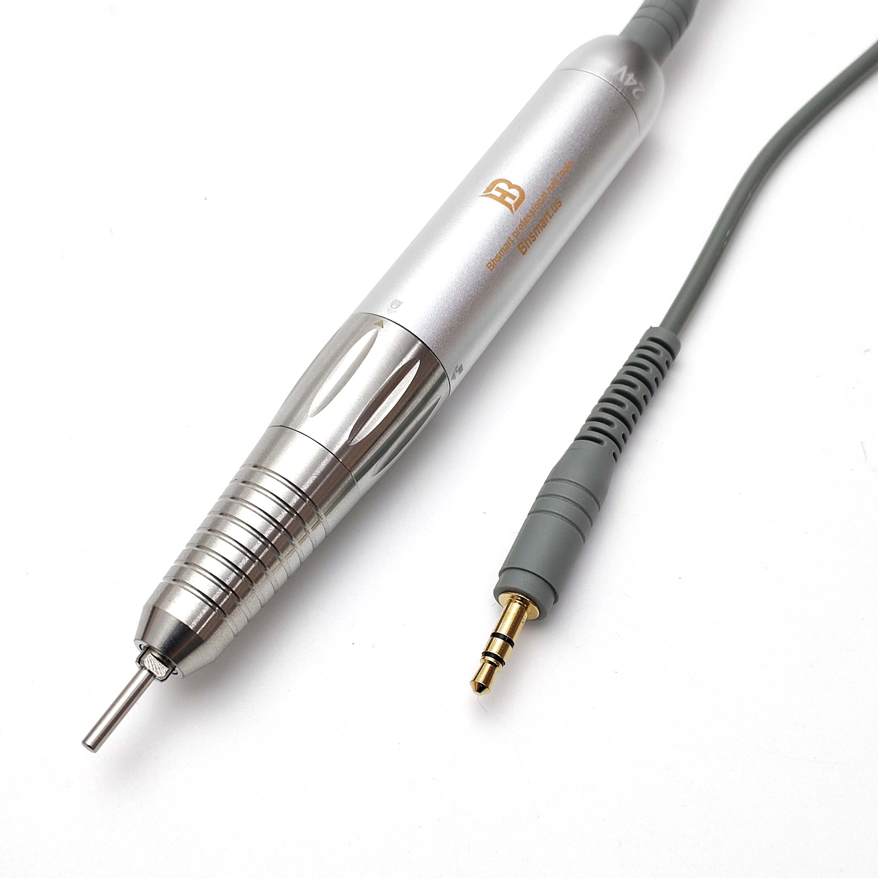 BHSMART High Power Nail Driller Handpiece Quiet and Vibration-Free Professional Electric Nail Drill Machine with Multiple Connector Cables, Silver