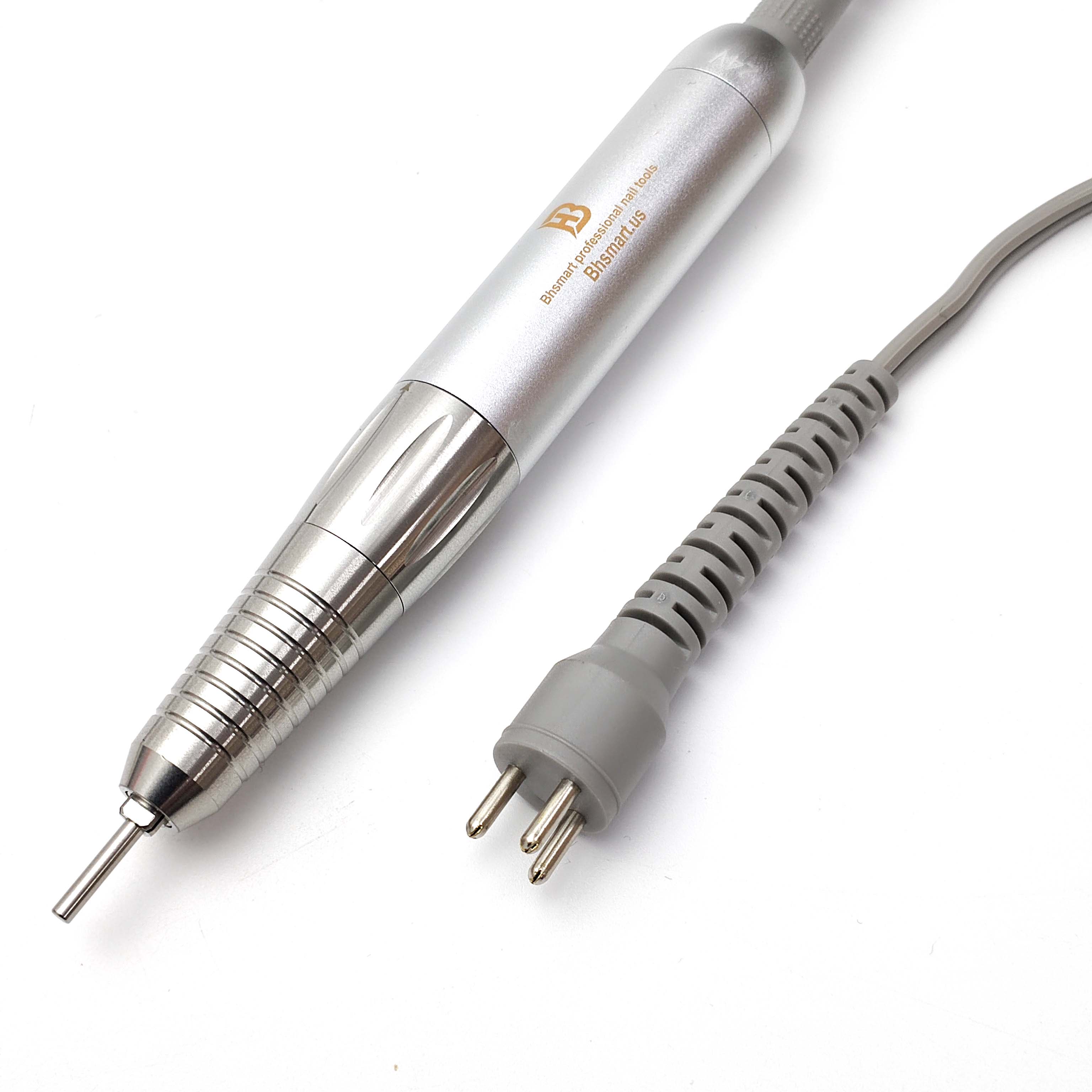 BHSMART High Power Nail Driller Handpiece Quiet and Vibration-Free Professional Electric Nail Drill Machine with Multiple Connector Cables, Silver