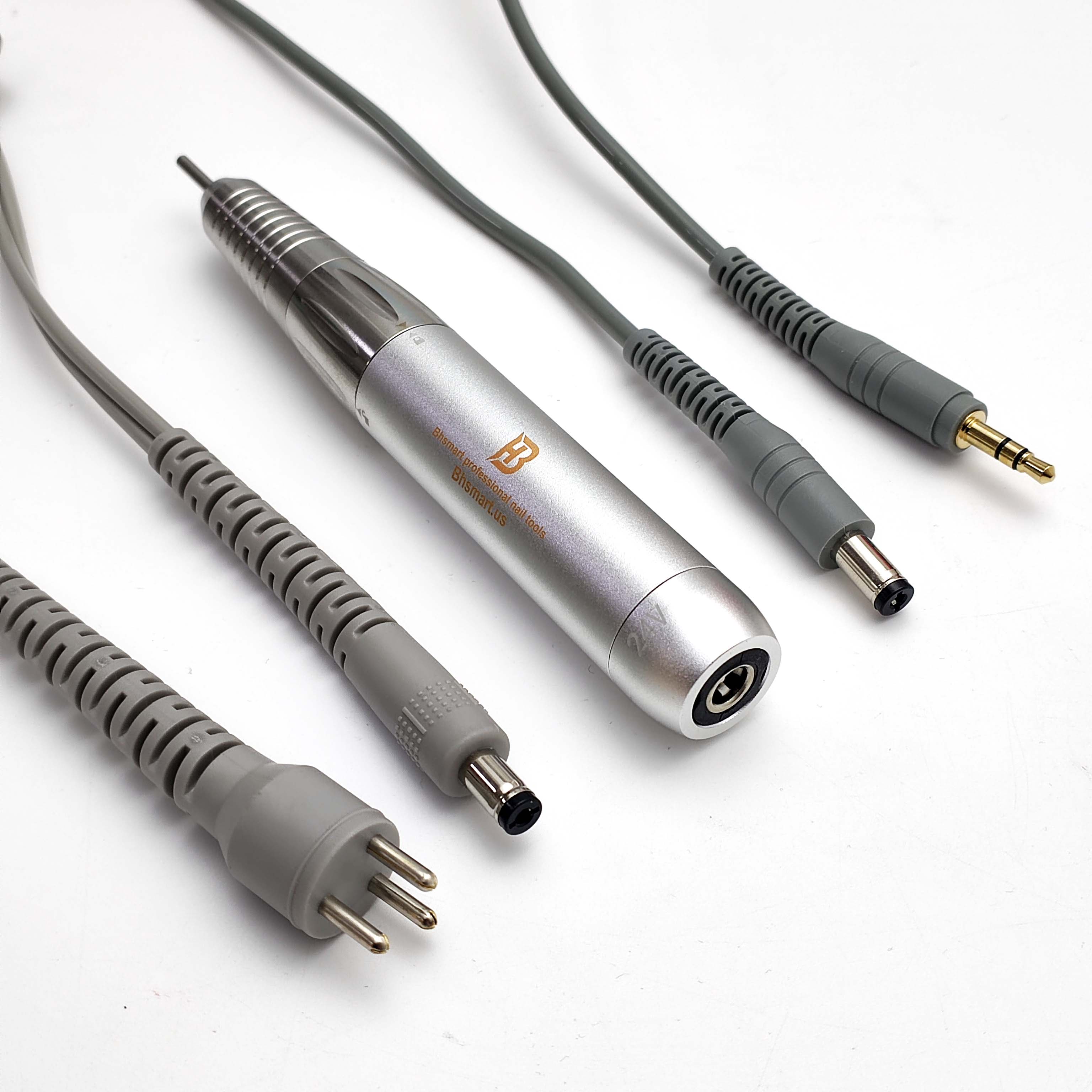 BHSMART High Power Nail Driller Handpiece Quiet and Vibration-Free Professional Electric Nail Drill Machine with Multiple Connector Cables, Silver