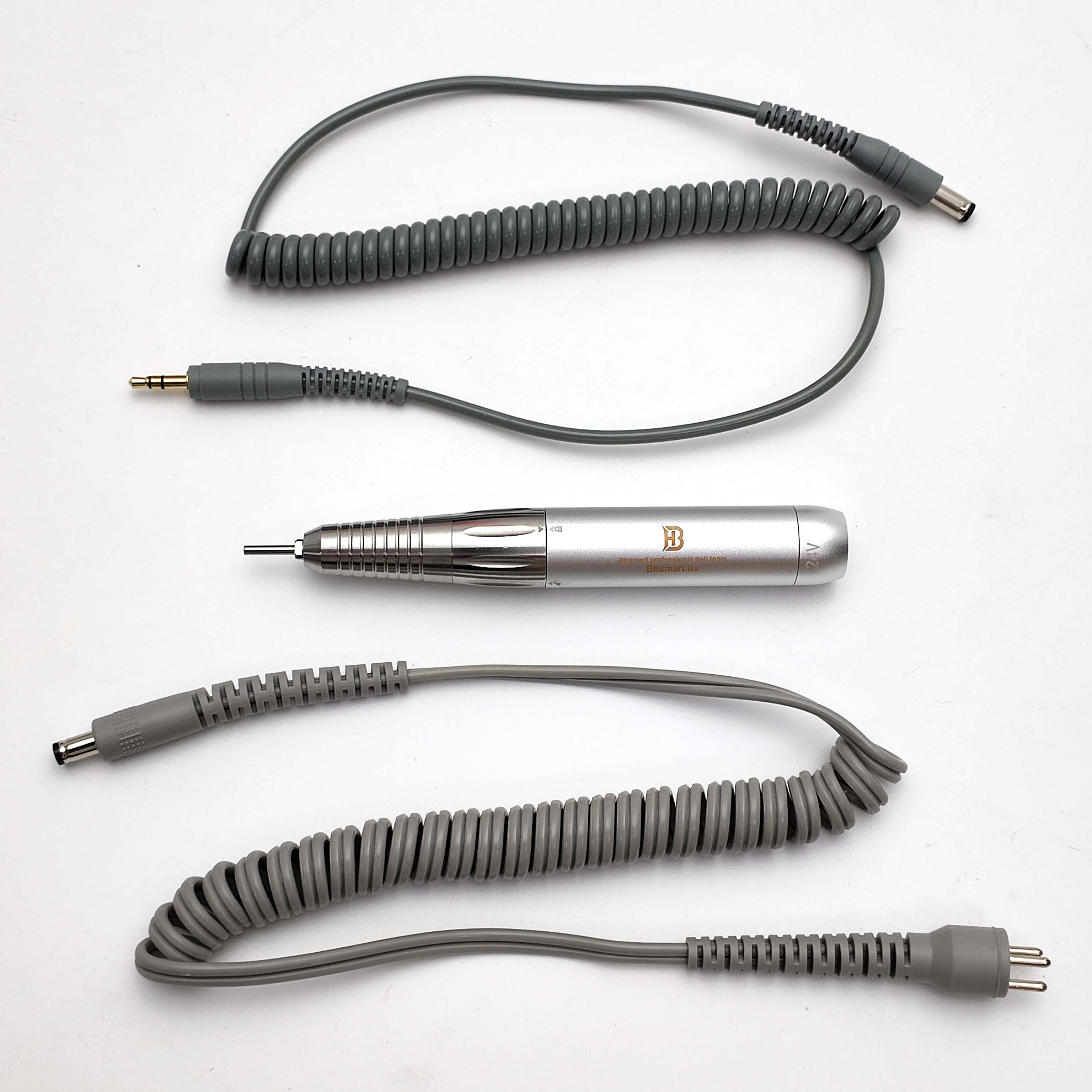 BHSMART High Power Nail Driller Handpiece Quiet and Vibration-Free Professional Electric Nail Drill Machine with Multiple Connector Cables, Silver