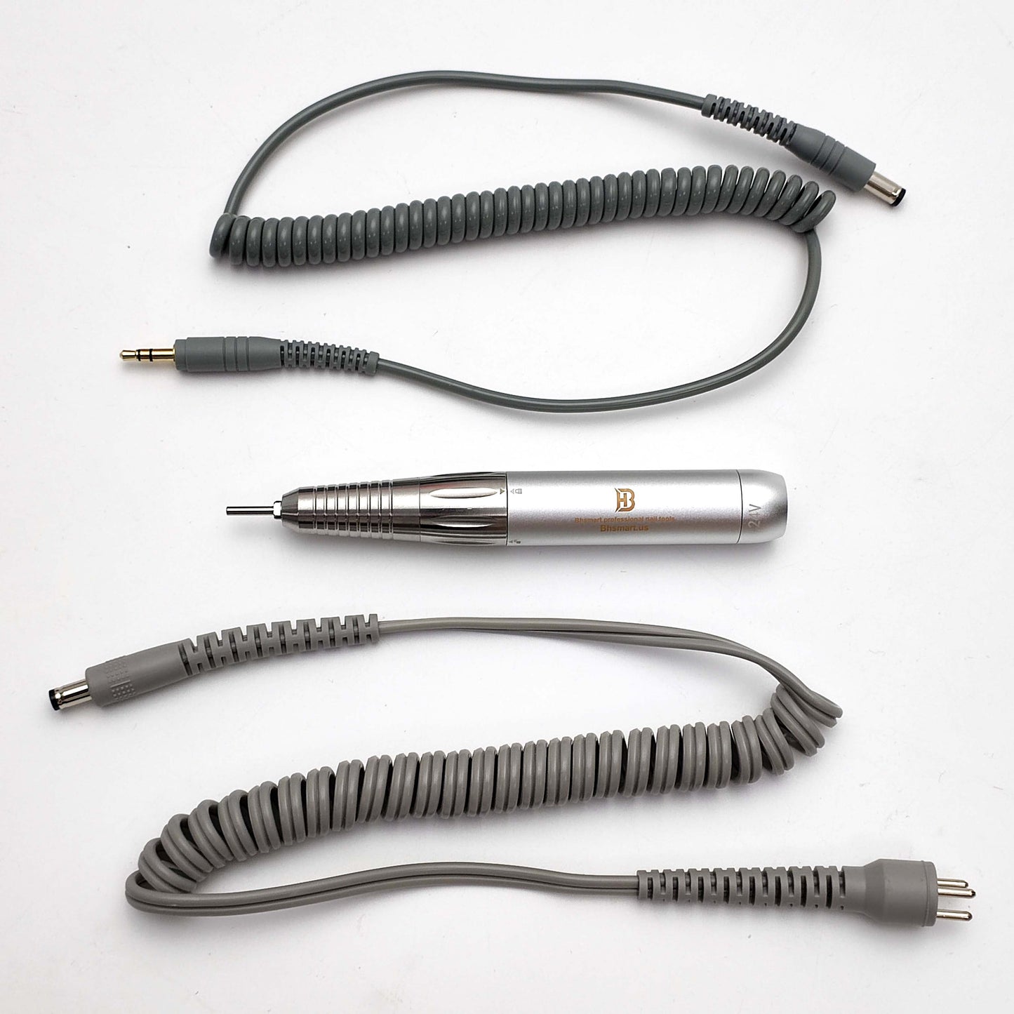 BHSMART High Power Nail Driller Handpiece Quiet and Vibration-Free Professional Electric Nail Drill Machine with Multiple Connector Cables, Silver