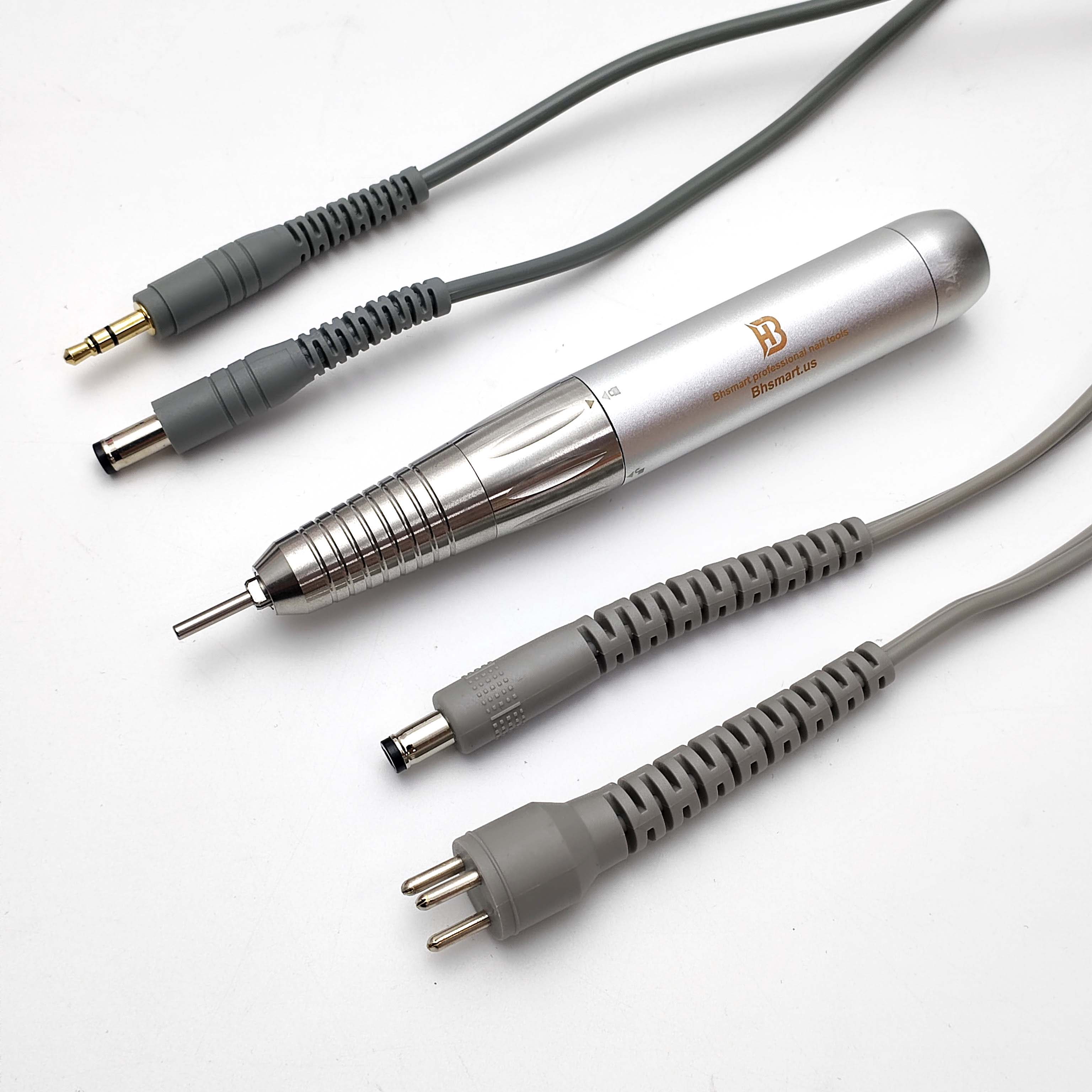 BHSMART High Power Nail Driller Handpiece Quiet and Vibration-Free Professional Electric Nail Drill Machine with Multiple Connector Cables, Silver